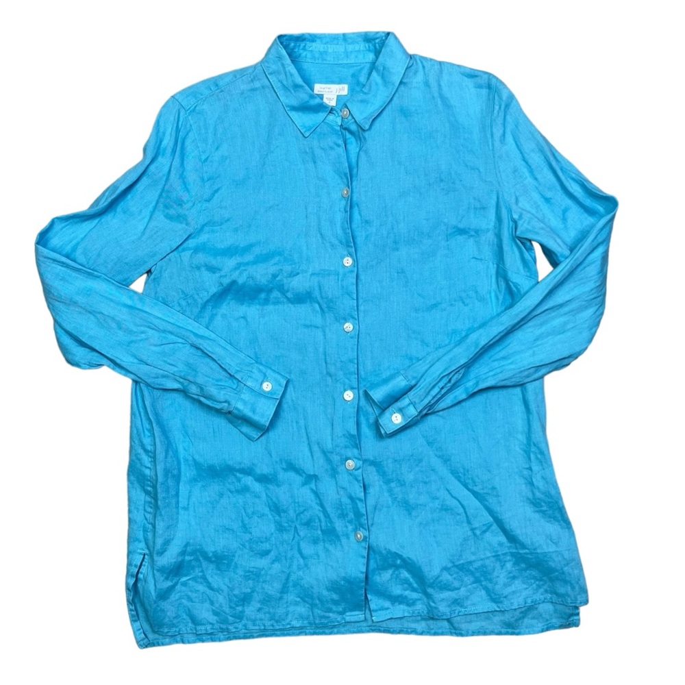 J.Jill Love Linen Essential Button Down Shirt Size Small Women Light Blue Career